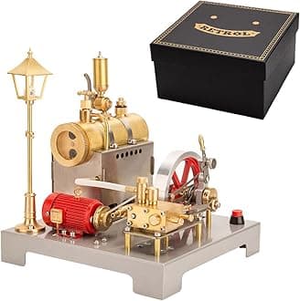 Retrol SE-02 Steam Engine Model, Reversible Horizontal Stationary Steam Engine and Boiler with Generator and Street Lamp, Mechanical Educational Toys (100PCS)