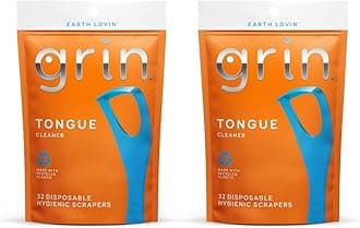 Grin Disposable Tongue Scrapers with Dental Picks for Teeth Cleaning, Tongue Cleaner for Adults & Fresh Breath, Plastic Tongue Scrape Cleaner for Oral Care, Tongue Scraper Set for Bad Breath - 2 Pack
