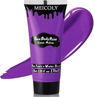 MEICOLY Purple Cream Face Body Paint,2.37Oz Large Tube Water Based Non-Toxic Full Body Paint for Adult and Kids,Highly Pigmented Face Painting for Halloween SFX Special Effects Ursula Cosplay Makeup