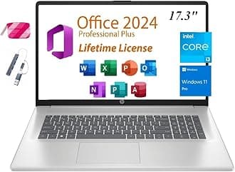 HP 2025 Premium 17 Laptop, Lifetime Office 2024, 17.3” HD+ Display, Intel Core i3-N305 Processor,32GB RAM, 2TB PCIe SSD, Wi-Fi 6, HDMI, Webcam, Windows 11 Pro, Silver