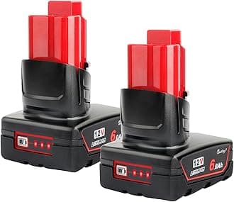 2 x Waitley 12V 6.0Ah Li-Ion Battery for Milwaukee M12 M12B 48-11-2411 48-11-2420 48-11-2401 48-11-2402 M-12 M12 Battery Tools