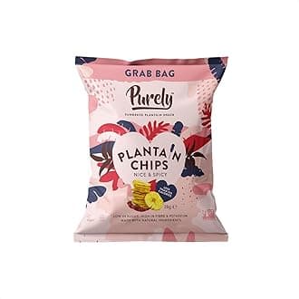 Plantain Chips - Low Fat Plantain Crisps - Gluten Free Snacks - Healthy Alternative Snack Multipack - Vegan, Nutritious & All Natural - Nice & Spicy - 28g x 20 Pack
