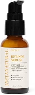 InstaNatural Retinol Serum - Anti Wrinkle Anti Aging Facial Serum - Helps Reduce Appearance of Puffiness, Wrinkles, Crows Feet & Fine Lines - with Vitamin C & Hyaluronic Acid - InstaNatural - 1 oz