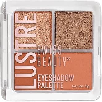 Swiss Beauty Lustre Eyeshadow Palette | 4 Highly Pigmented Shades in Matte & Shine |Long-Lasting | All Skin Types | Shade- Nude Addict, 5gm