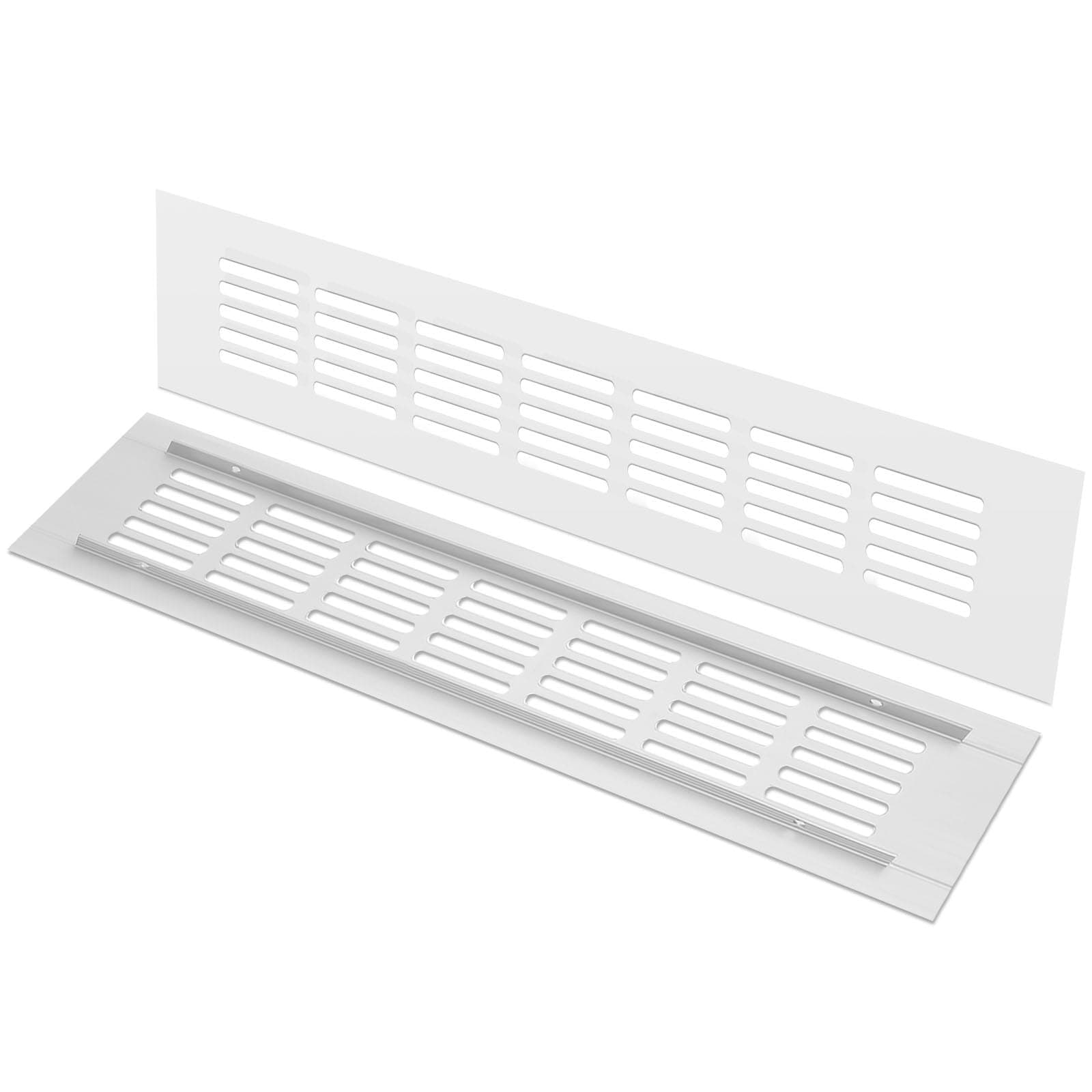 VILLCASE 2pcs Air Vent Grille Vover, Rectangular Ventilation Grilles, 50x300mm, Silver, Aluminum Alloy, Ventilation Cover for Cabinet, Ceiling, Floor