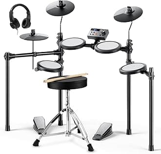 Donner Electric Drum Sets E Drum Kids Beginner with Mesh Pad Portable Drum Kit Portable Charger Drum Throne Sticks Headphones Christmas Birthday Gift for Children DED-70