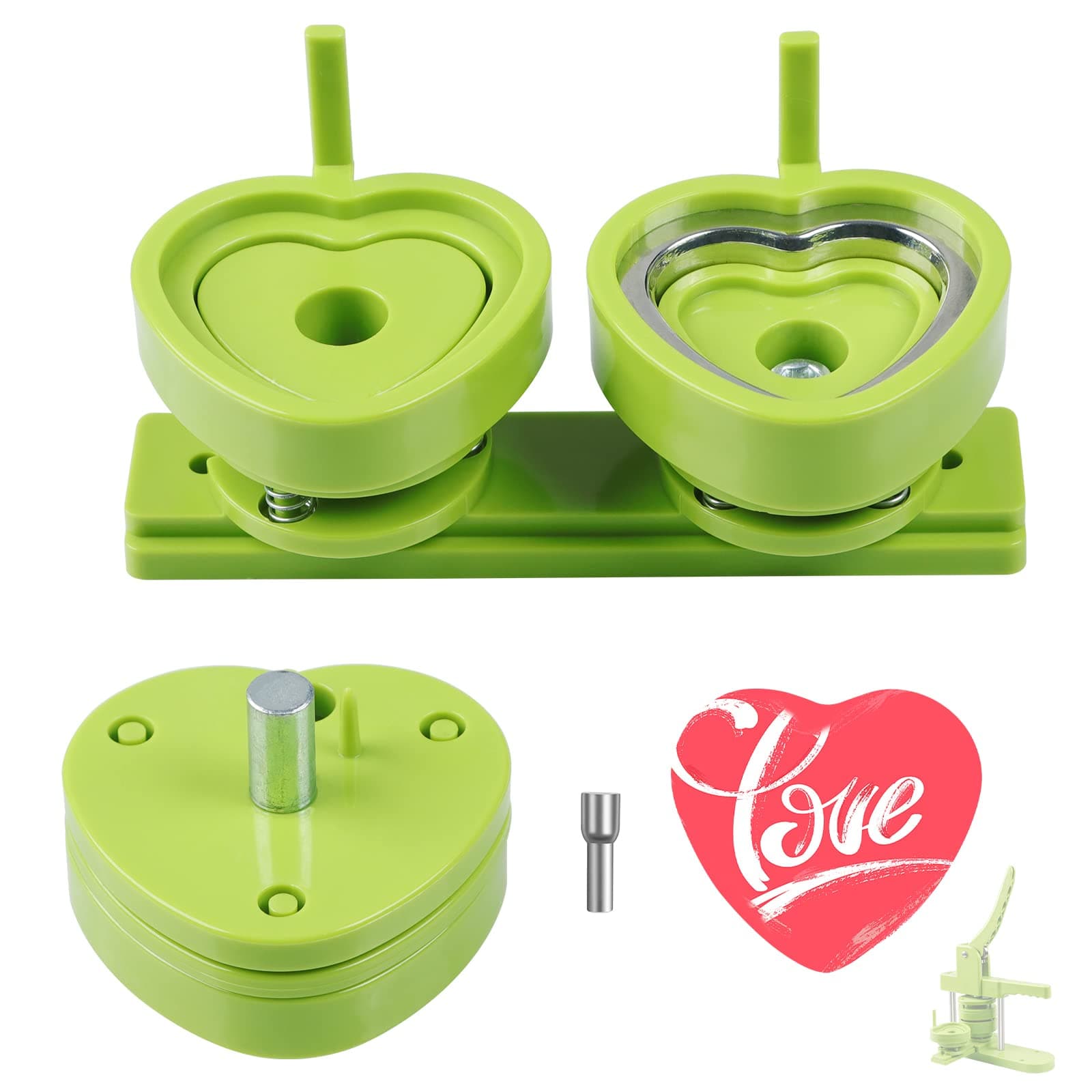 Happizza Button Maker Heart-Shaped Mold, Interchangeable Mould Suitable for Slide Rail Button Maker Machine Pin Maker Machine Button Press