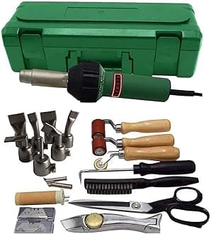 LEMOTE 110V 1600W Professional PVC Roofing Welding Tools Heat Gun Kit Plastic Welder Hot Air Weld Gun with Roofing Seam Rollers Seam Tester Probe Weld Nozzle  (230V heat gun set)