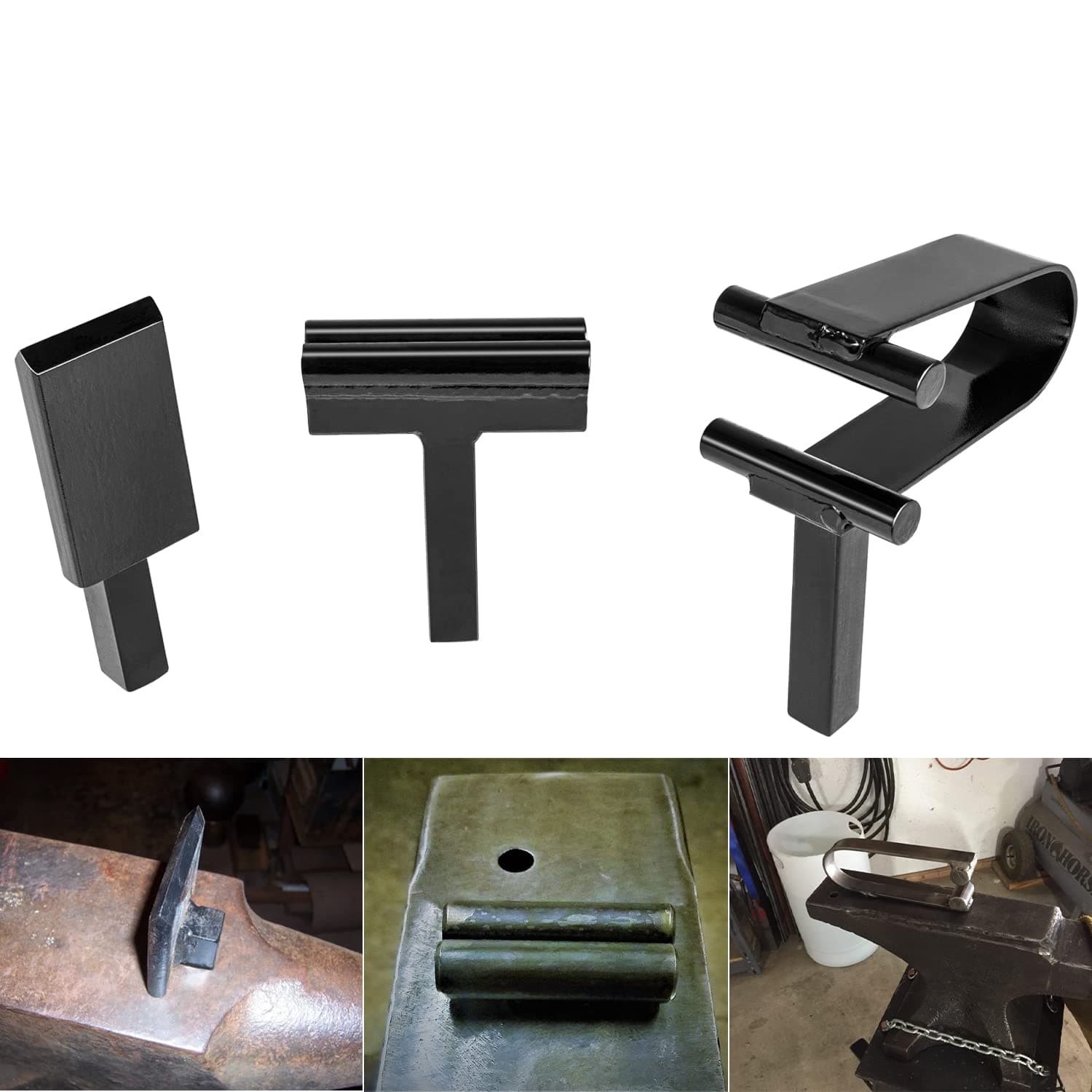 Bonbo Blacksmith Anvil Forge Hardy Tool Set 1 Inch Include Hot Cut and Creasing Stake and Spring Fuller (3 Pieces) (3/4'')