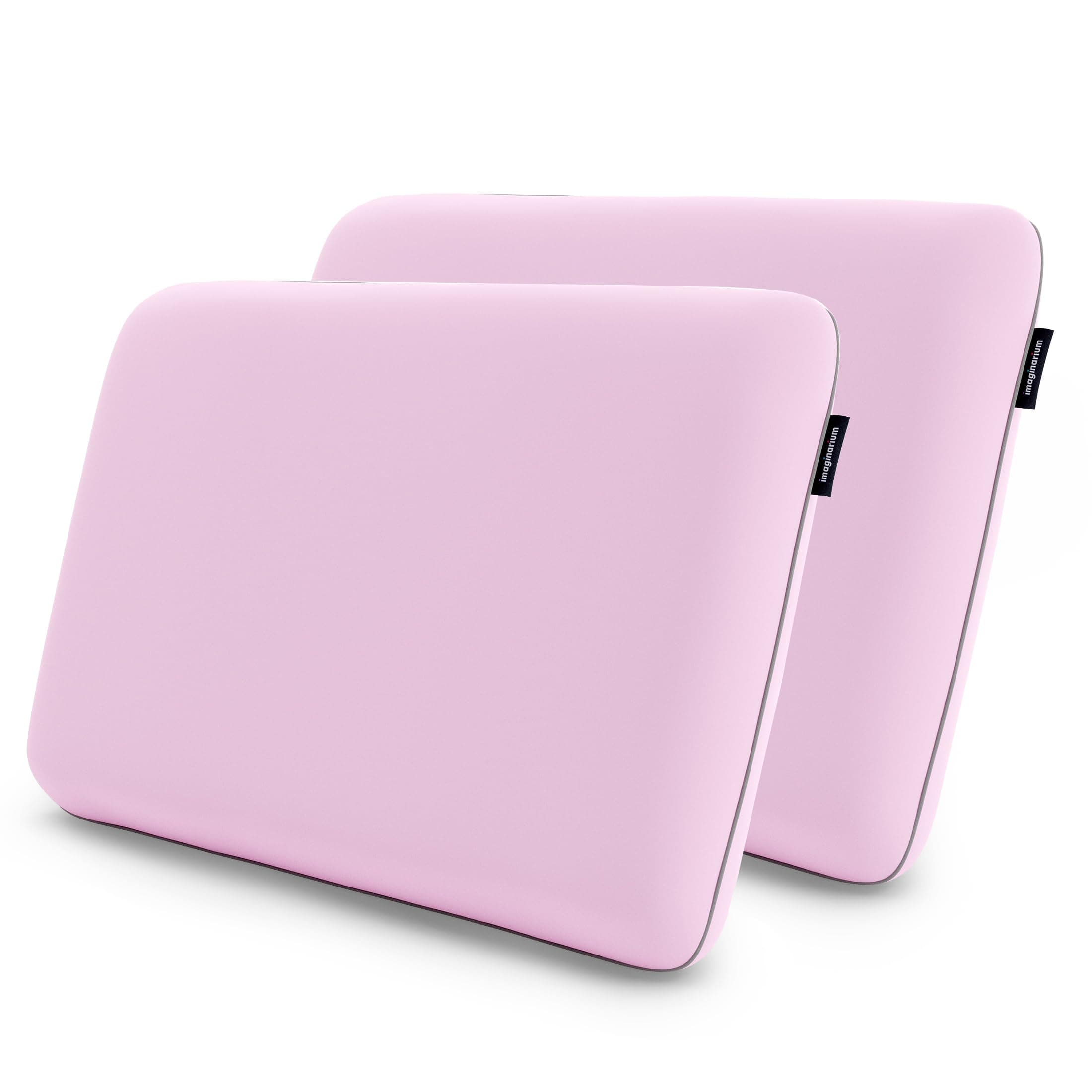 Imaginarium 2 Pack Memory Foam Pillows for Bed - 16" x 24" Standard/Queen – Fun Decorative Colorful Pillow for Sleeping – Back, Stomach & Side Sleepers – 2 Cooling Covers – (Pale Pink)