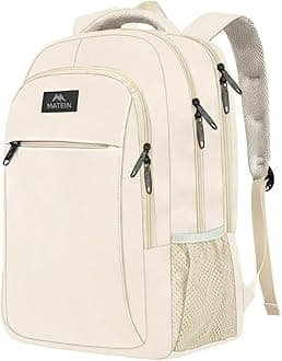 Backpack Laptop Backpack PC Laptop with USB Charging Port, beige, 15,6 Pouces