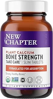 New Chapter Calcium Supplement - Bone Strength Plant-Based USDA Organic Calcium with Magnesium, Vitamin D3+K2, for Bone Health & Joint Mobility, Heart Support, 905 mg dose - 270 Slim Tablets