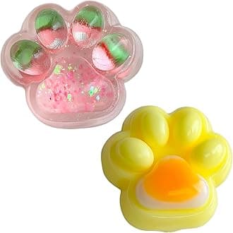2PCS Taba Squishy，Cat paw，Very Sticky and Soft Squishy，Various Styles taba Squishy paw，with Cartoon Box，Surprise Gift for Kids and Adults. (Strawberry＆Egg)