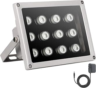 Univivi IR Illuminator,850nm 12 LEDs Wide Angle IR Illuminator for Night Vision,Waterproof LED Infrared Light for IP Camera, CCTV Security Camera