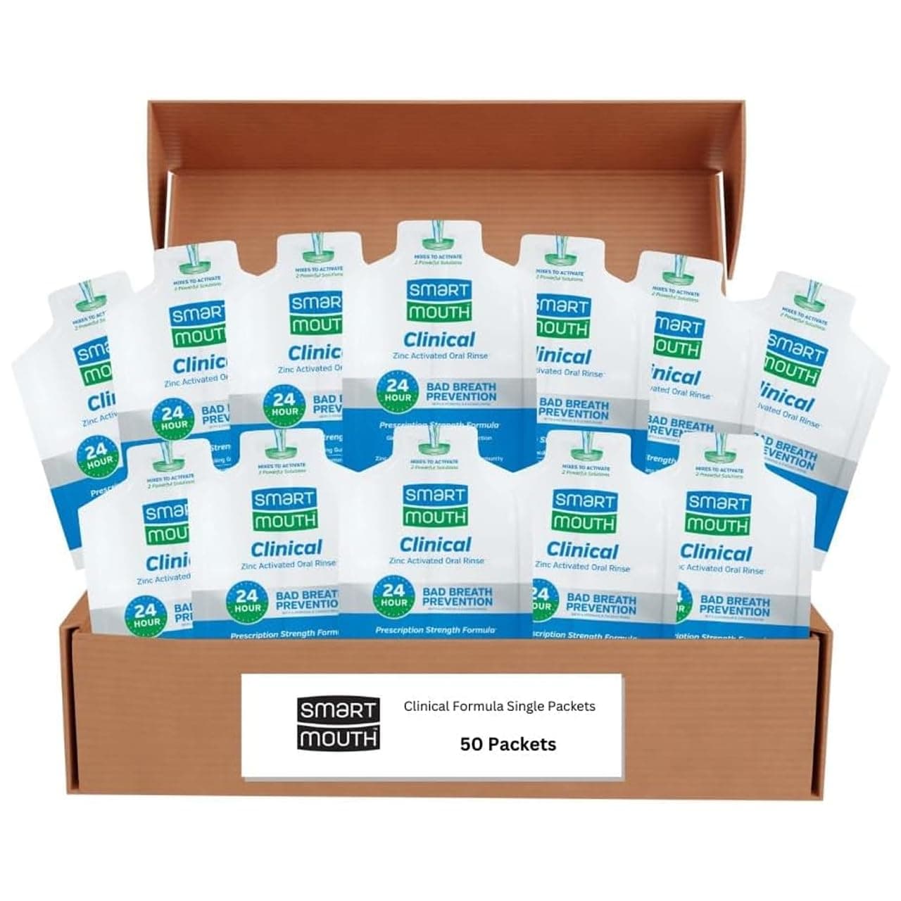 Clinical Zinc Activated Mouthwash Single Packs - On-the-Go Mouth Rinse for Healthy Gum Support - Convenient Portable Packets - Eliminates Bad Breath - Alcohol-Free, Non-Burning - 50 Count