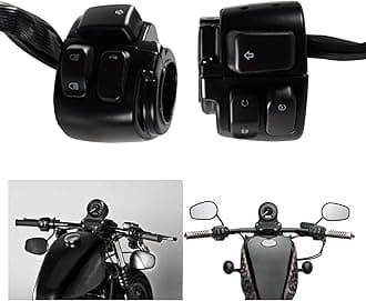 1 Pair Motorcycle 1" Handlebar Switches Control and Wiring Harness with 1996-2012 Harley Softail Dyna Sportster V-Rod（Black）
