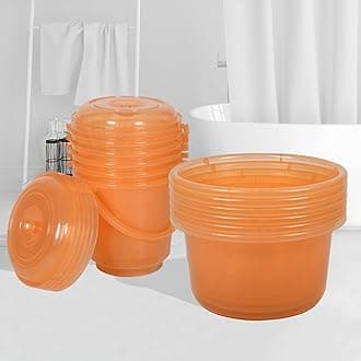Kuber Industries Set of 12 Bathroom Combo Set | Bathroom Set | 6 Piece Tub-25 L & 6 Piece Bucket-13 L Bathing Set | Modern Bathroom Accessories Set | Transparent Orange