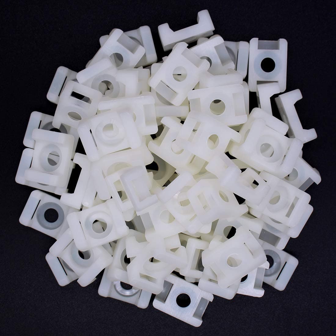 100Pcs Cable Tie Mount Saddle Set, 9mm Saddle Cable Mounts, Plastic Cable Tie Base, White Cable Tie Saddle Base for Wire Management, Cord Organization