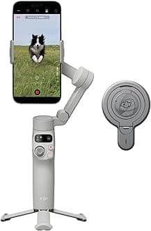 DJI Osmo Mobile 7 + Magnetic Quick-Release Mount (for iPhone), Gimbal Stabilizer for iPhone, Built-in Tripod, Ultra-Light, 3-Axis Phone Gimbal, ActiveTrack 7.0, Phone Charging, Instant Filming