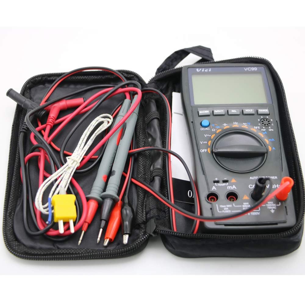 Digital Multimeter VC99 6000 Counts MESTEK AC DC Auto-Ranging Voltage & Current, Resistance, Frequency, Continuity, Capacitance, Diode, Temperature, Home Measuring Tools with Backlight LCD Display