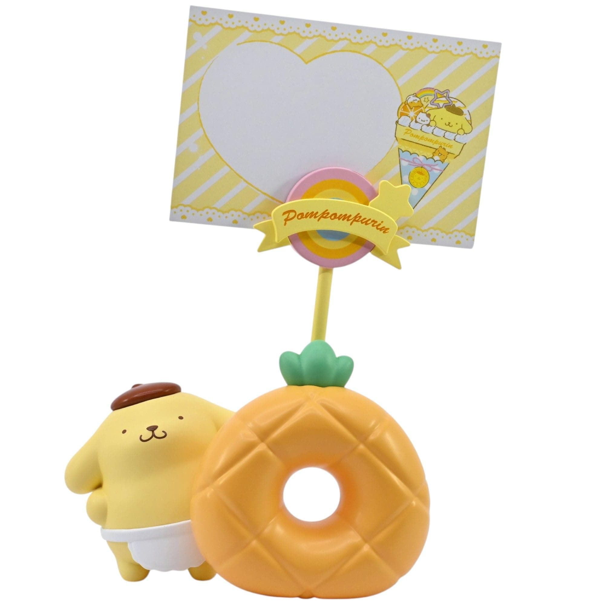 Hello Kitty Memo Stand Party Time Pompompurin Functional Accessory, Designed to Hold Notes/Reminders/Images, Desk or Workspace Display Toy, Party Themed Figures, For Fans All Ages