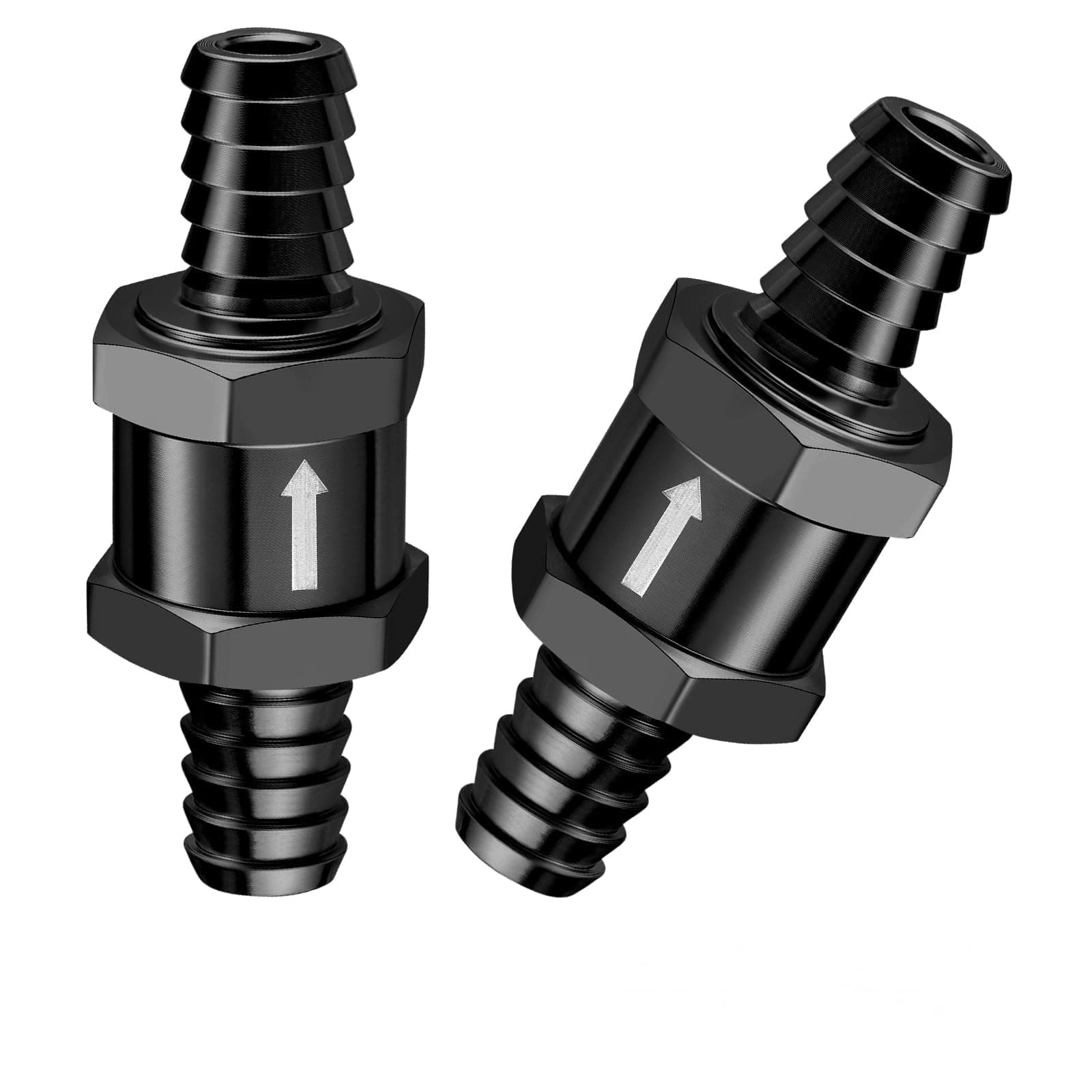 3/8" Fuel Check Valve One Way Inline Non Return Diesel Gasoline Black (10mm OD,2PCS)