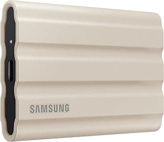 Samsung T7 Shield 1TB USB 3.2 Gen 2 (10Gbps), IP65 Rated, Speeds Upto 1050 MB/s, External Solid State Drive (Portable SSD) Beige (MU-PE1T0K)