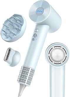 OSOU Hair Dryer with Diffuser for Curly Hair, Negative Ionic Hairdryer, High-Speed Blow Dryer with 110, 000 RPM Brushless Motor, Fast Drying Lightweight Travel Hairdryer, Low Noise Quiet Hair Dryers