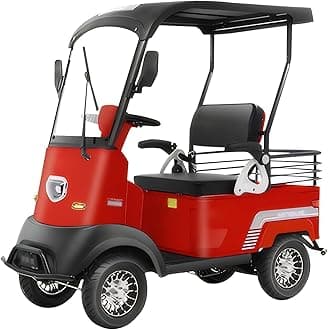 Electric Golf Cart 4 Wheel Mobility Scooter for Seniors with Storage Box, Farm Load Truck for Seniors and Adults Comes, Courtesy Car (Color : Red, Size : Lead ACID-800W+60V32AH)