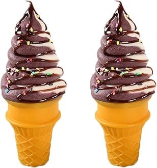 LONG XIN SERIES 2PCS Artificial Ice Cream Decor Lifelike Fake Dessert Models ...