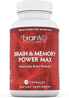 Dr Amen Brain & Memory Power MAX - 120 Capsules - Nootropic Supplement with Ginkgo Biloba Extract & Huperzine A - 30 Servings