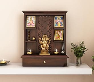 SEENO Wooden Temple/Home Temple/Pooja Mandir/Pooja Mandap/Temple (Red)