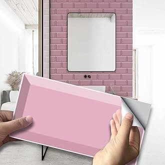 27Pcs Alwayspon Wall Tile Transfers Sticker for Home Decor, Peel and Stick Self-Adhesive Splashback, Stick on Tile Decals for Living Room Kitchen Bathroom Decor, Pink