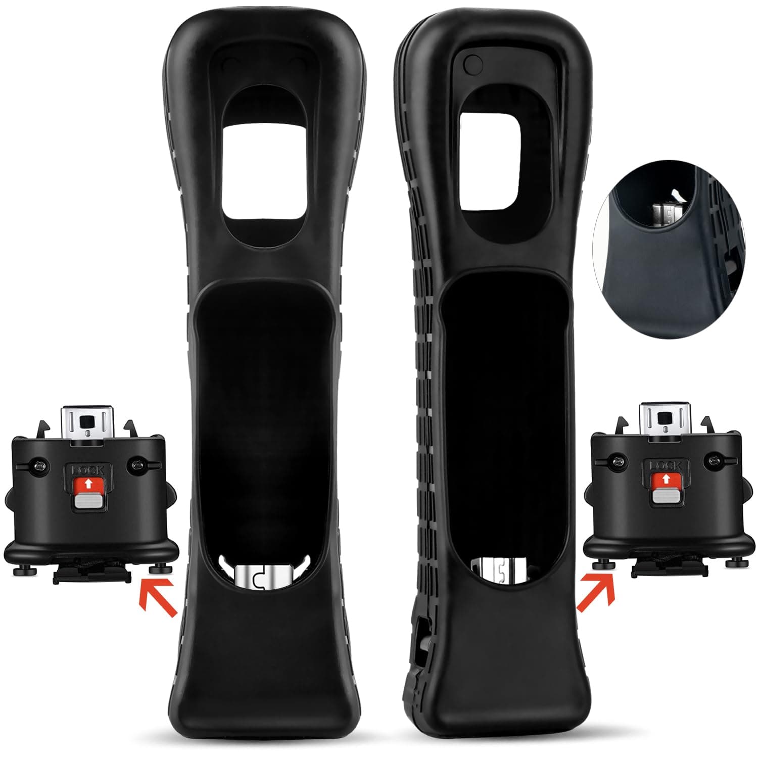 Wii Motion Plus Adapter-Sensor Accelerator for Nintendo Remote Controller Wii U Motion Plus (Black 2PCS)