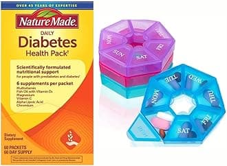 Textila Nature Made Diabetes Health Pack, Pack of 1, 60 packets each pack, bundle with Pill Organizer
