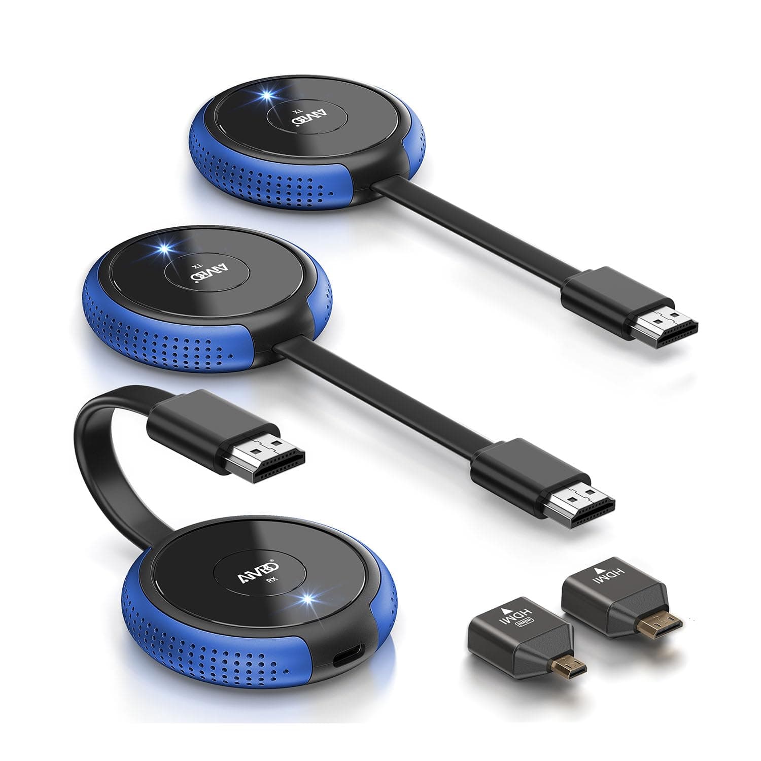 4K Wireless HDMI 2 Transmitters & 1 Receiver, 2.4/5.8GHz HDMI Wireless Multiple TX, Streaming Video &Audio Extender for Laptop, DSLR, TV Box, Smartphone to Monitor, Projector, TV - 165FT