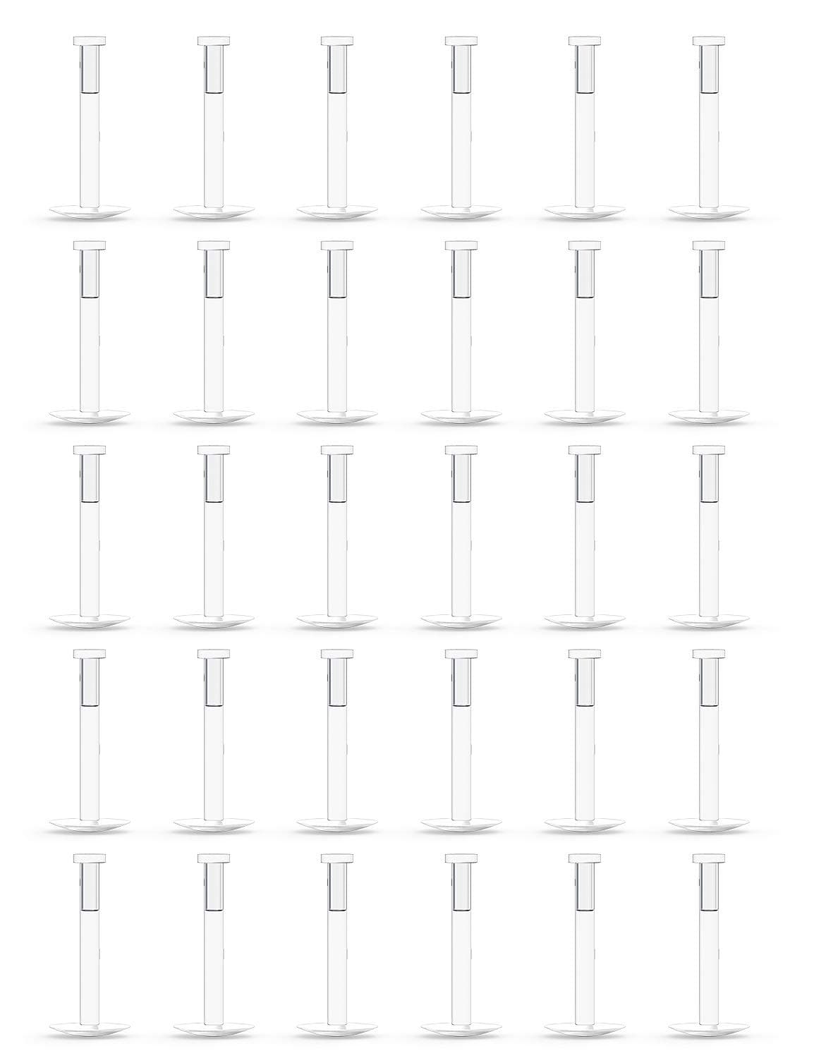 30PCS 16G 18G Clear Nose Studs Push Top Piercing Retainers 2mm Flat & Ball Top Bioflex Lip Rings Labret Retainer for Women Men 6-10mm Bar Length