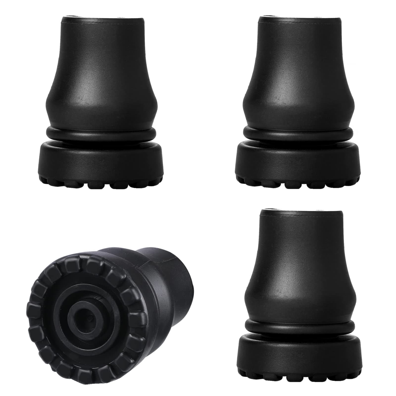 4Pcs Walking Stick Rubber Tips Cane Tips 3/4 Inch 20mm Heavy Duty Rubber Cane Tips Anti Slip TPR Replacement Rubber Tips for Canes, Walking Sticks, Hiking Stick, Seniors Crutches