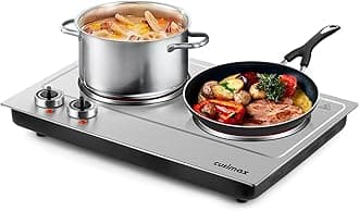 Hot Plate,Cusimax Dual Infrared Burner, Electric Ceramic Glass Stove,Adjustable Temperature Control,Stainless Steel,Compatible of all Cookware,Easy Clean for Home, Dorm, Office
