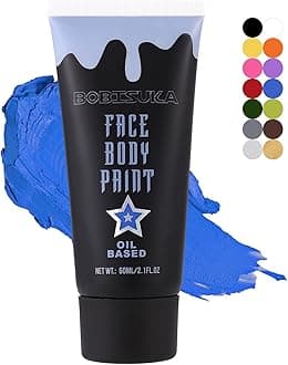 BOBISUKA Blue Face Body Paint, Oil-based Cream Painting Kit, Blendable Facepaint for Halloween Avatar Smurf Mystique Cosplay, Costume, Parties, Stage, Theater, SFX Special Effect Makeup（2.1 Fl.oz）