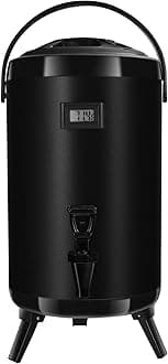 Hot Beverage Dispenser, Stainless Steel Insulated Beverage Dispenser Cold and Hot Drink dispenser with Thermometer–3.2-Gallons 12 Liters Water Dispenser with Spigot for Tea & Coffee, Water