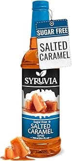 Syruvia Sugar Free Coffee Syrup, Salted Caramel Flavored Syrup for Drinks, Lattes, and Desserts – 25.4 fl oz,