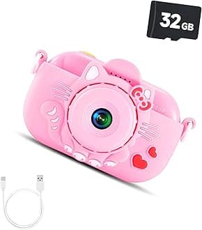 Kids Camera for Toddlers, Christmas Birthday Gifts for 3-9 Year Old Boys and Girls with Silicone Case, 32GB SD Card