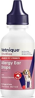 Vetnique Oticbliss Medicated Cat & Dog Ear Cleaner Drops - Dog Ear Infection Treatment with 1% Hydrocortisone to Soothe Itching, Redness, & Swelling - Vet Recommended
