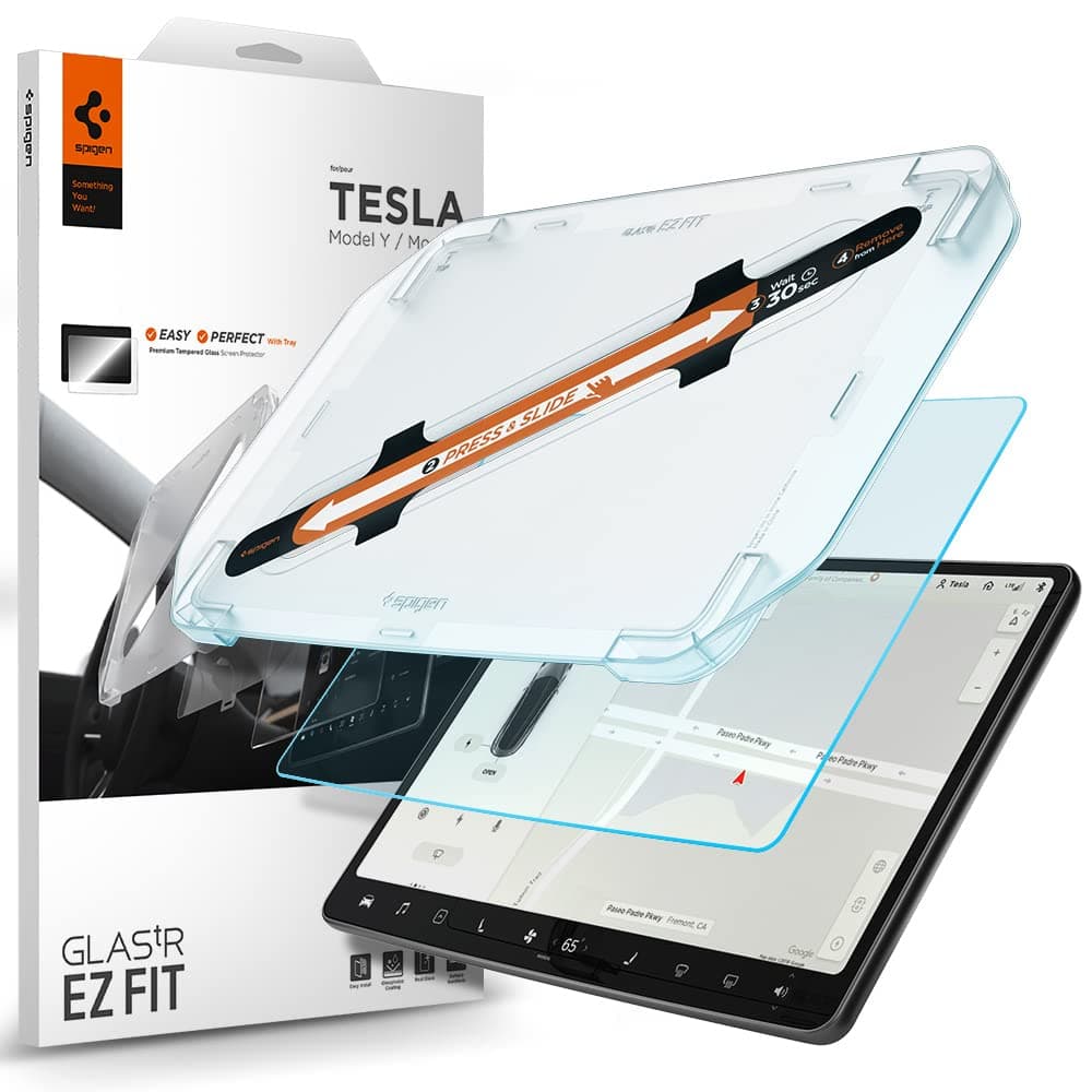 Glas.tR EZ Fit Screen Protector Compatible with Tesla Model 3 (2017-2023), Model Y (2020-2025), 15 Inch Installation Template, Matte, 9H Tempered Glass, Anti-Fingerprint [1P Pack]