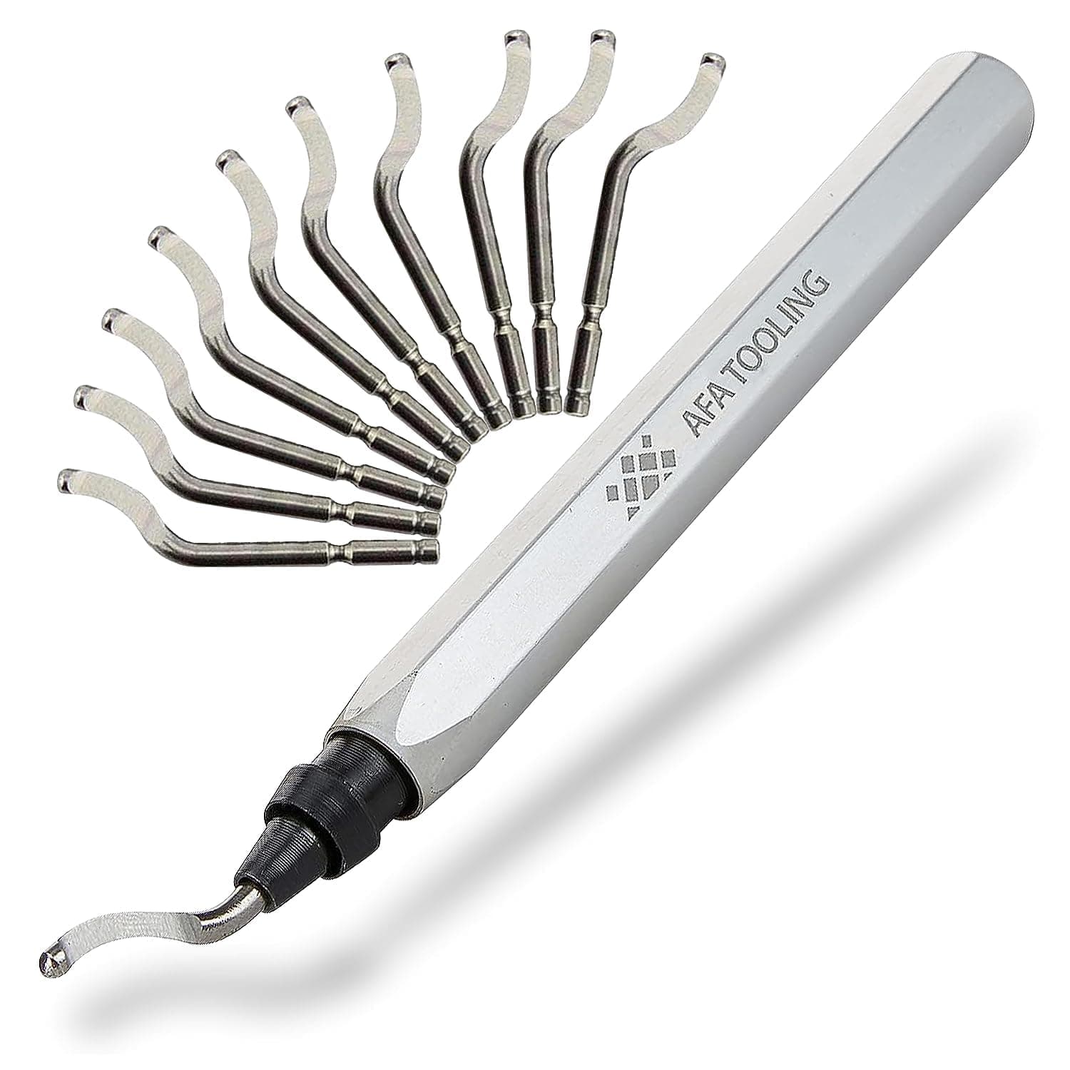 AFA Tooling - Deburring Tool with 10 Extra High Speed Steel Blades - Works on Metal, Resin, PVC, and 3D Printed Plastic Edges - Great for Copper and PVC Pipes, 3D Printing, Resin Art, and Metal Work