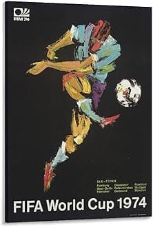 AAHARYA Vintage Poster, Horst Schaefer 1974 FIFA World Cup Football Poster Canvas Painting Posters And Prints Wall Art Pictures for Living Room Bedroom Decor 20x30inch(50x75cm) Frame-style