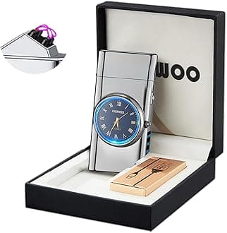 YOZWOO Plasma Lighter, USB Rechargeable, Electronic Lighter with Clock, Stylish, Totem of Eagle, Dual Arc Lighter with LED Lighting, Flameless Windproof Electric Lighter, Silver