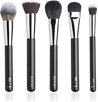 Cosmetics Face Series (5 Brushes) Best Face Makeup Brushes For Foundation, Concealer, Blush, Bronzer, and Setting Powder Application and Blending