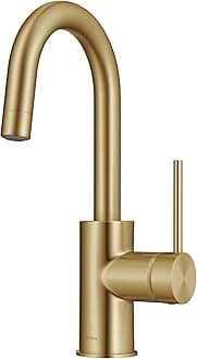 Oletto Single Handle Kitchen Bar Faucet with QuickDock Top Mount Assembly in Brushed Brass, KPF-2600BB